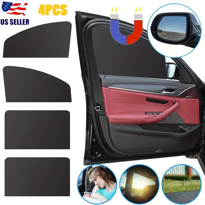 4× Magnetic Car Side Front Rear Window Sun Shade Cover Mesh Shield UV Protection
