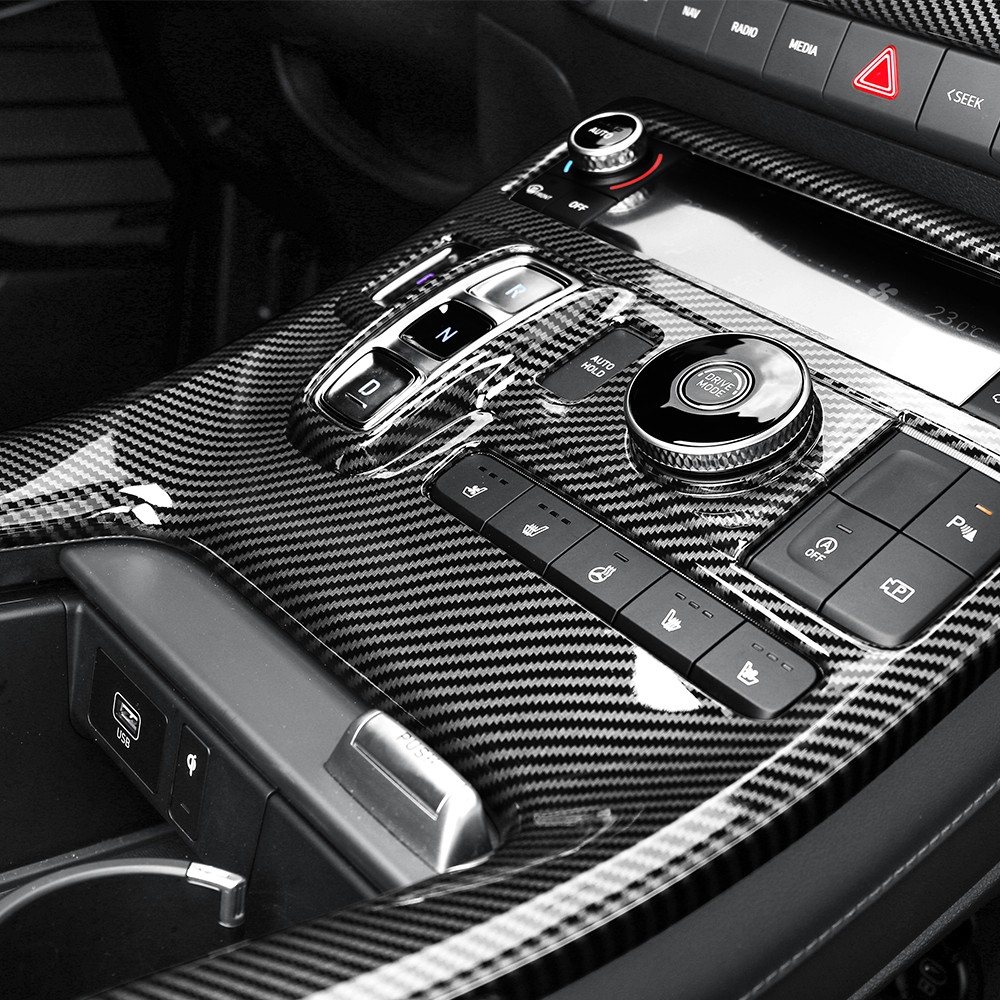 Carbon Center Console Gear Shift Panel Cover Trim For Hyundai Palisade 2023-2025