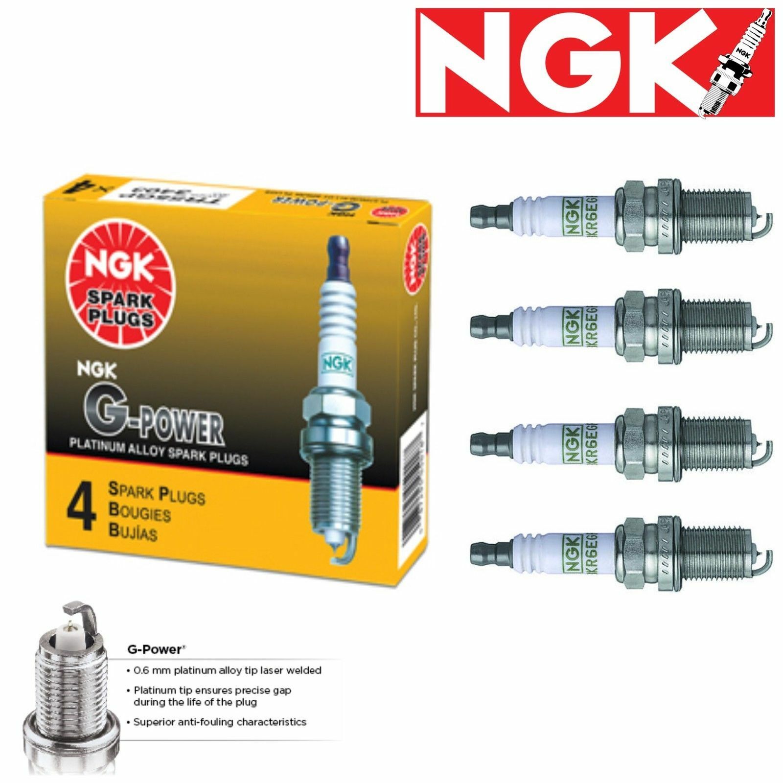4 Pack NGK G-Power Spark Plugs 2685 FR4GP 2685 FR4GP Tune Up Kit Set