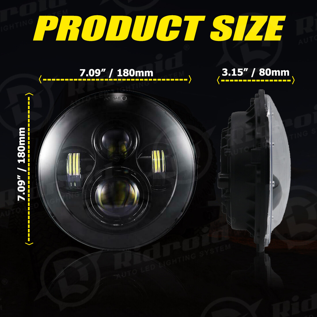 Black 7″ inch LED Headlight High low for Harley-Davidson Honda Yamaha Motorcycle