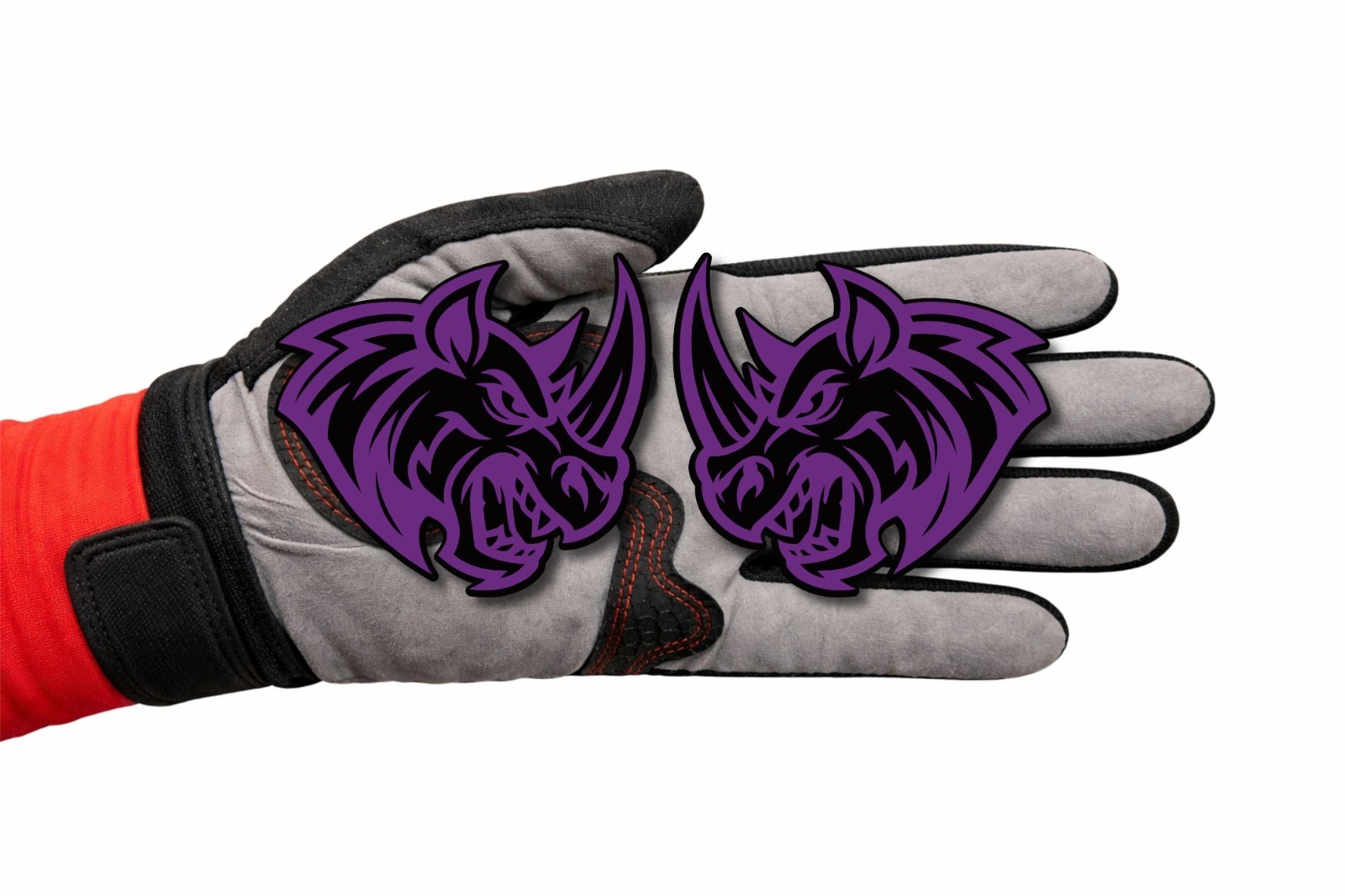 Purple on Glossy Black Angry Rhino Emblem Badge Pack of 2 Custom New Aggressive