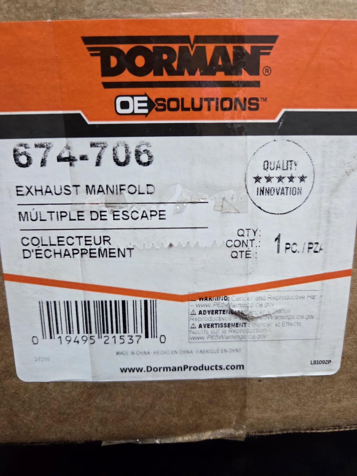 Exhaust Manifold Kit – Includes Required Gaskets And Hardware. Part# 674-706