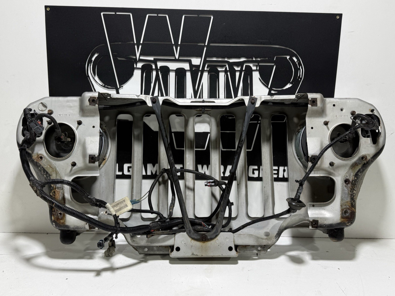 Bright Silver PSB Front Grille Panel Headlights & Harness 97-06 Jeep TJ Wrangler