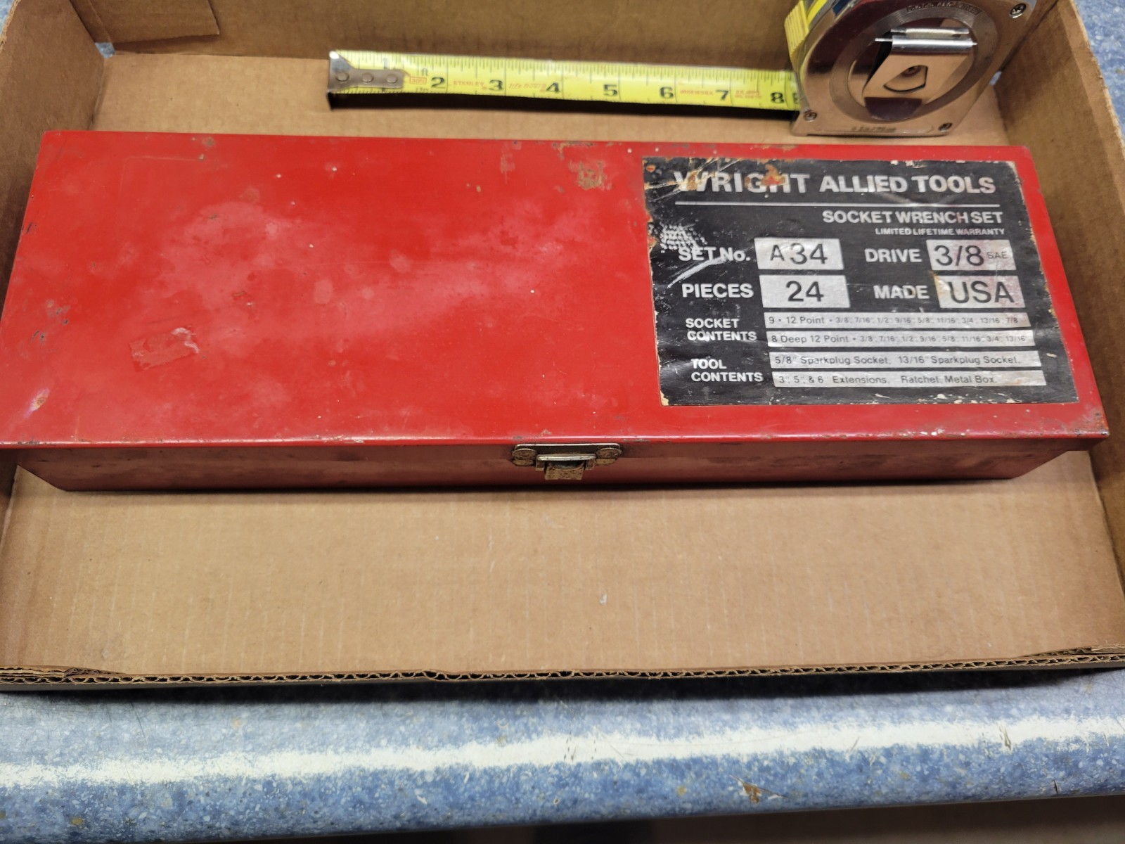 Wright Tool Red Tool Box For 3/8″ Socket Set (Box only No Tools)