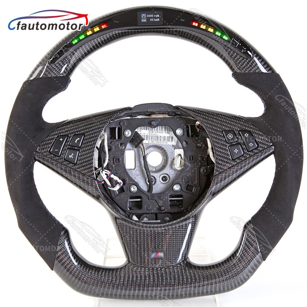 Real Carbon Fiber LED Alcantara Steering Wheel for BMW E60 E61 E63 E64 M5 M6