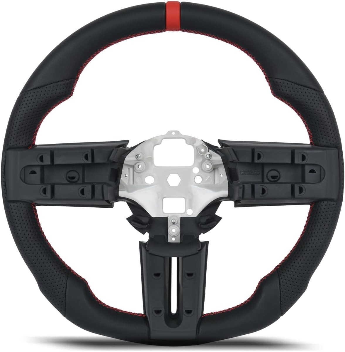 US For 2005-2009 Ford Mustang S197 Full Leather Steering Wheel D-Shape Non-Slip