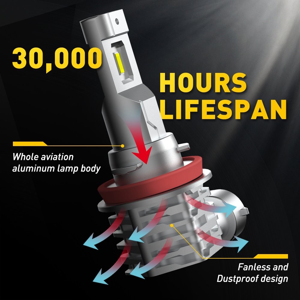 AUXITO H11 LED Headlight Kit High Low Beam Bulb Super Bright 6500K White 60000LM