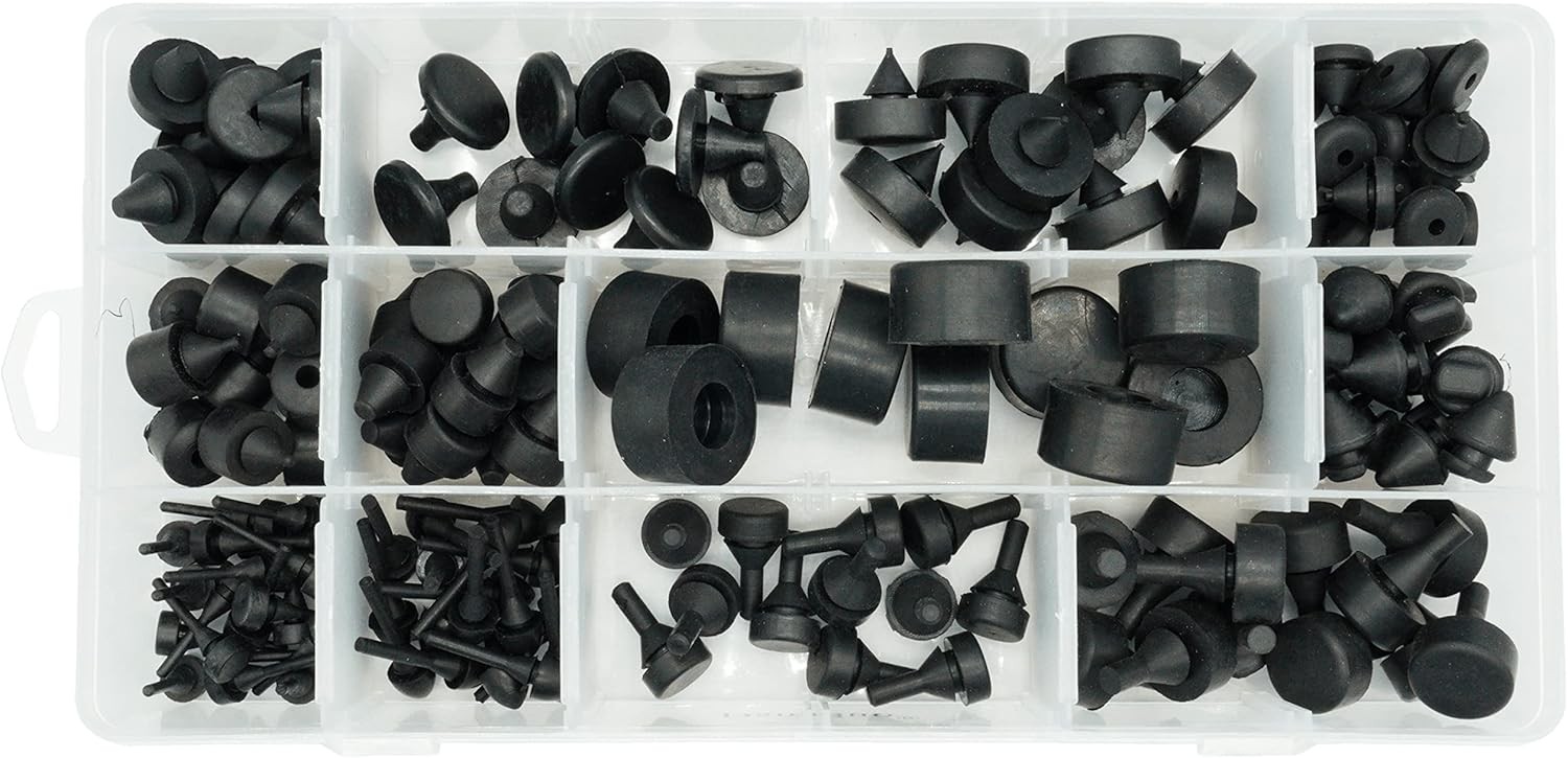160 PCS Black Automotive Rubber Bumper Assortment, Stop