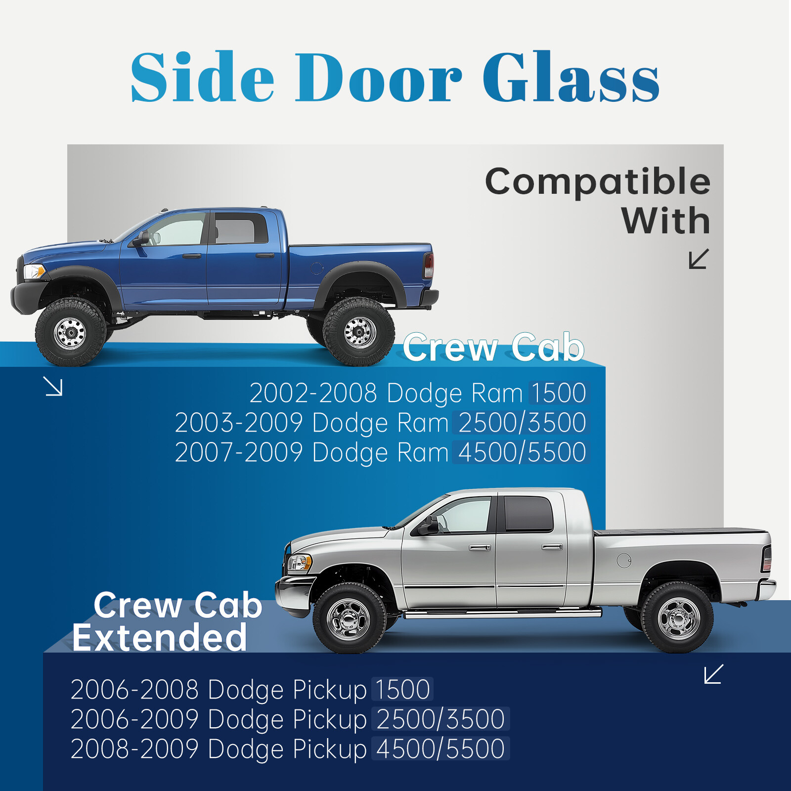 Driver Left Front Side Door Glass Fit 02-08 Dodge Ram 4Dr 1500 03-09 2500 3500