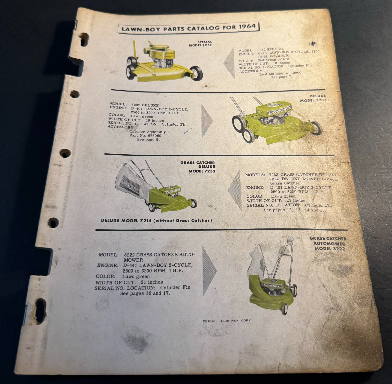 1964 LAWN-BOY MOWERS, TRIMMERS, TILLERS PARTS MANUAL 49 PAGES (416)