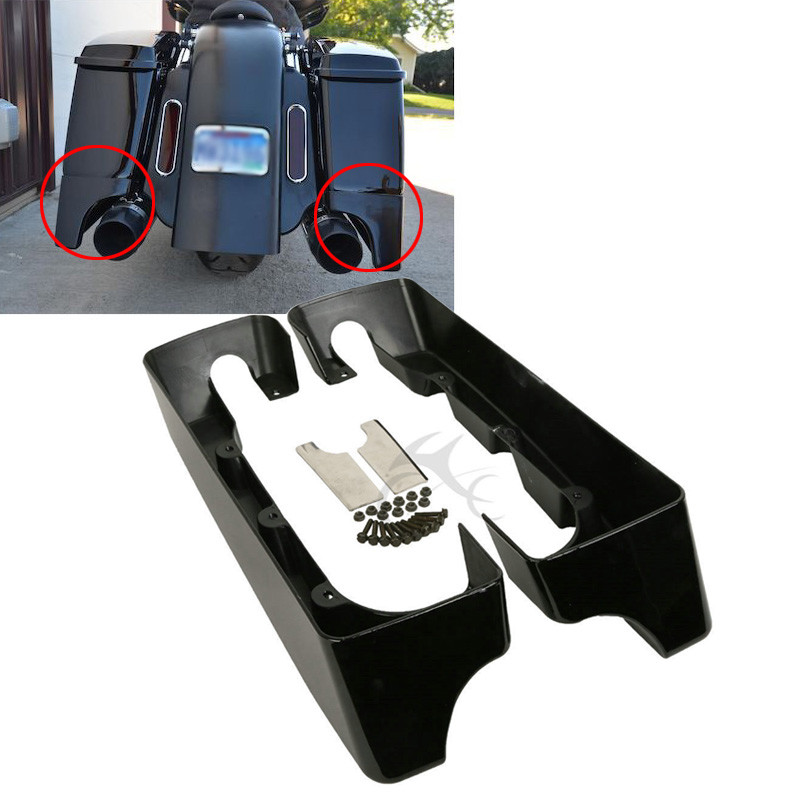 4″ Vivid Black Hard Stretched Saddle Bag Extension Fit For Harley Touring 94-13