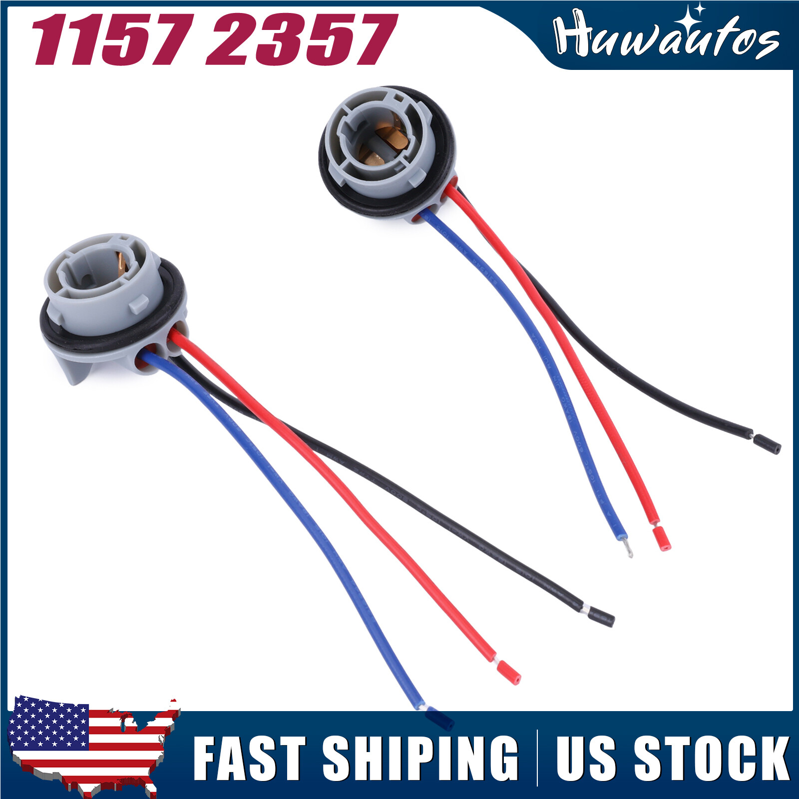 1157 2357 LED Stop Brake Turn Light Bulb Socket Harness Wire Pig Tail Plug