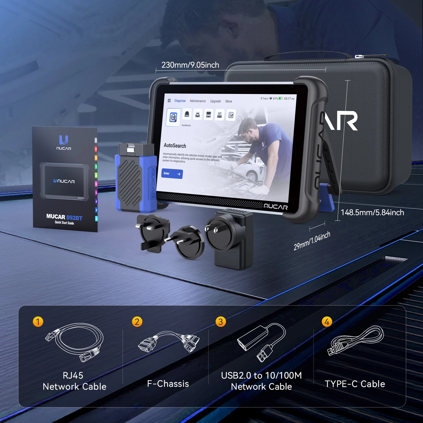 MUCAR 892BT & Endoscope Set Car BidirectionalDiagnostic Tool&Thinkcar TES102 USB