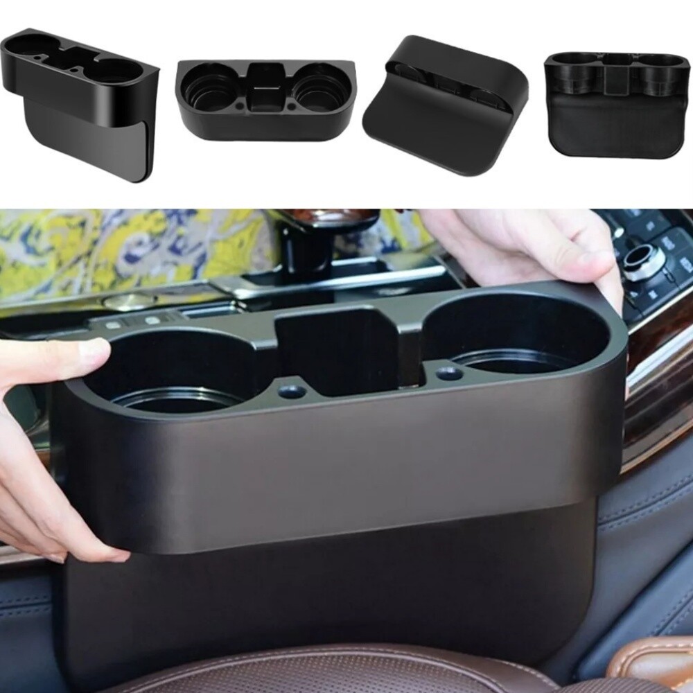 3In1 Car Seat Seam Wedge Cup Holder Universal Black Cup Holder Bottle Organizer