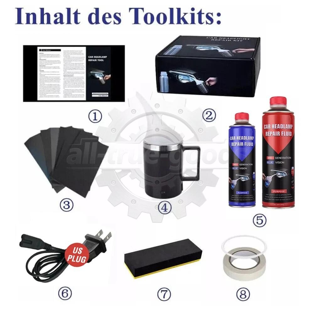 Headlight Restoration Repair Liquid Polymer Chemical Polishing Car Set 1100ML