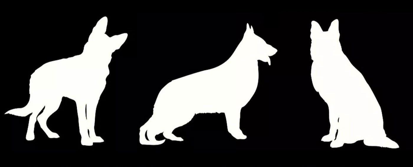 German Shepherd Silhouettes Three 4″ Vinyl Decal Car Truck Windows Laptop Tablet
