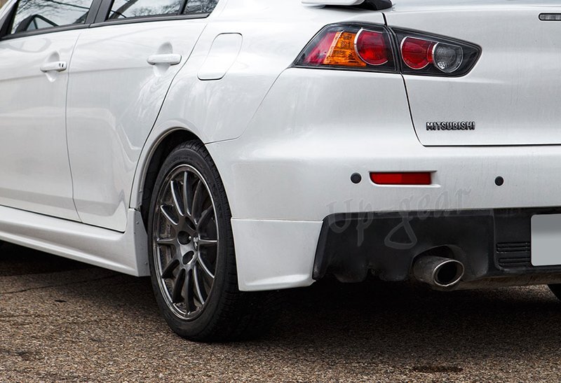 For 08-15 Mitsubishi Lancer Evolution Black Rear Bumper Lip Aprons PU 2PCS