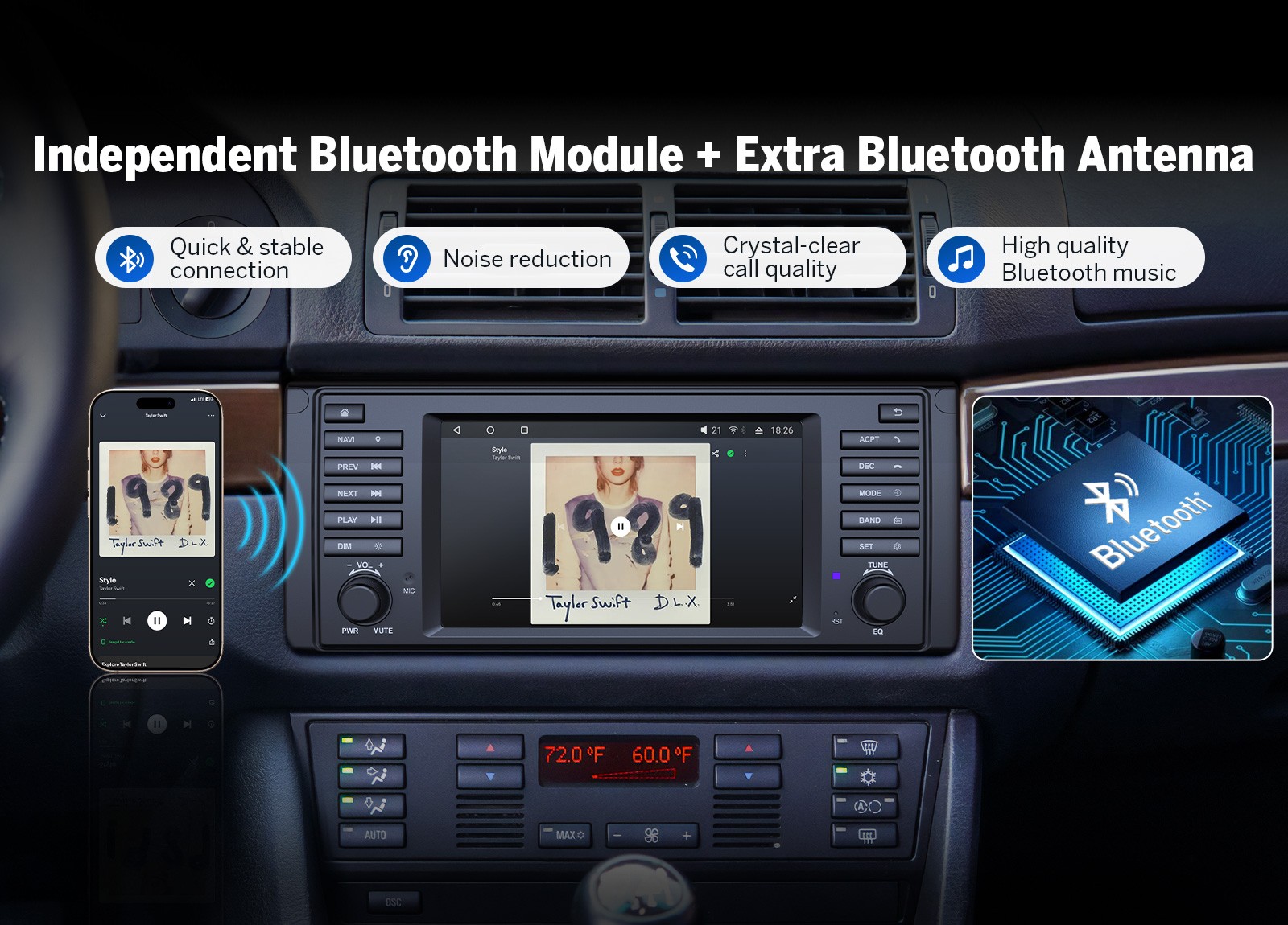 Eonon E39X7S 7″ Android 14 6+64GB 8Core Car GPS Radio Stereo CarPlay for BMW E39