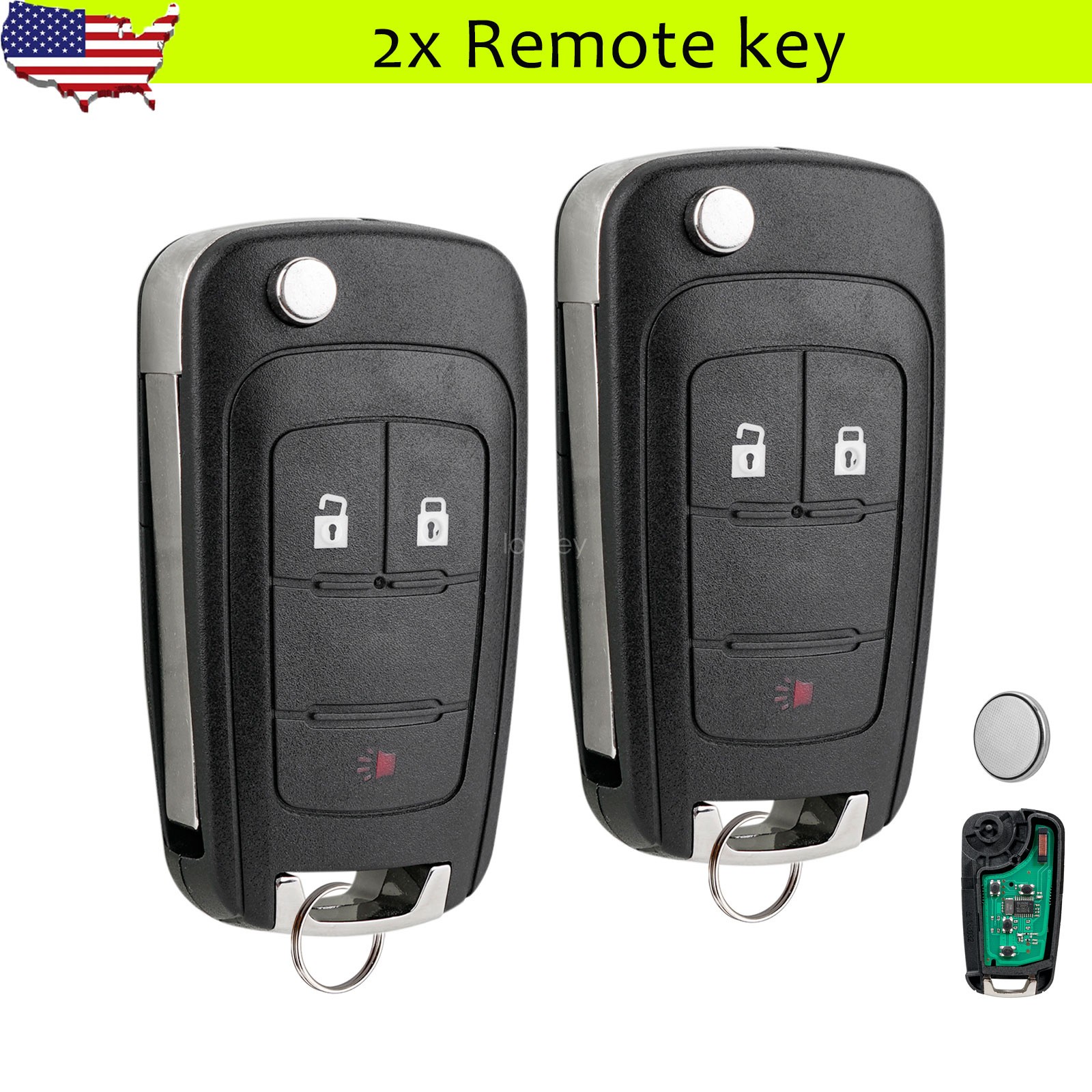 2 For 2010 2011 2012 2013 2014 2015 2016 2017 Chevy Equinox Flip Remote Key Fob