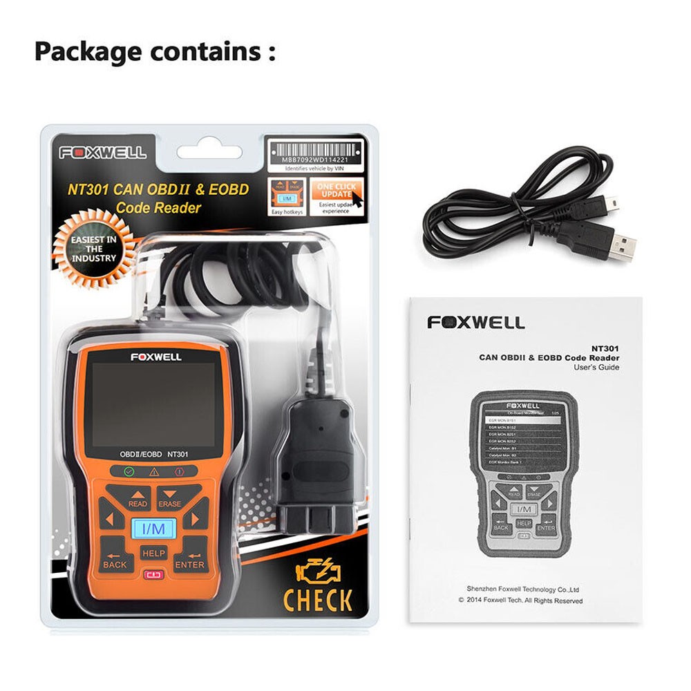 Foxwell NT301 Diagnostic Scanner Code Reader Check Engine Light Read Clear Code