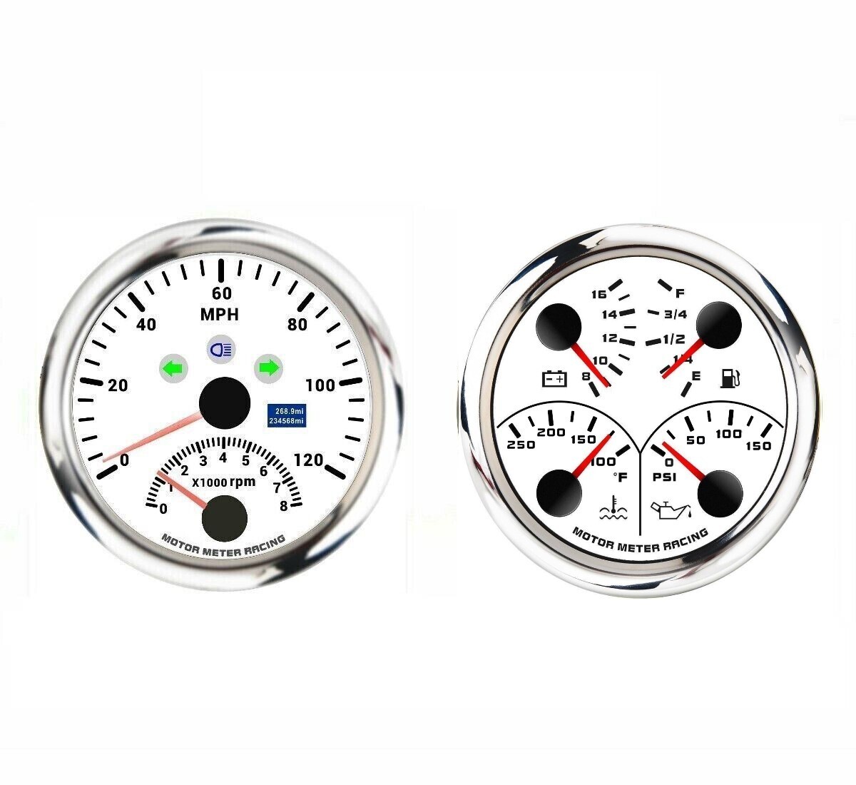W PRO 2 Gauge Set GPS Speedometer with Tachometer 120 MPH Turn Signal High Beam