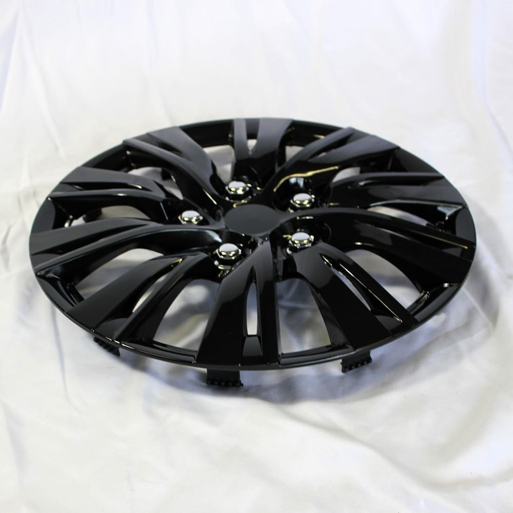 15″ Set of 4 Black Wheel Covers Push On Hub Caps for R15 Tire & Steel Rim