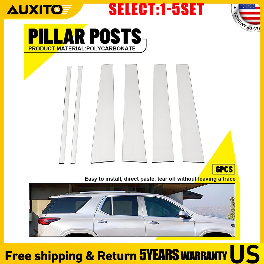 Fit 2018-23 Chevy Traverse 6-Piece Chrome Pillar Post Trim Stainless Steel 6-30X