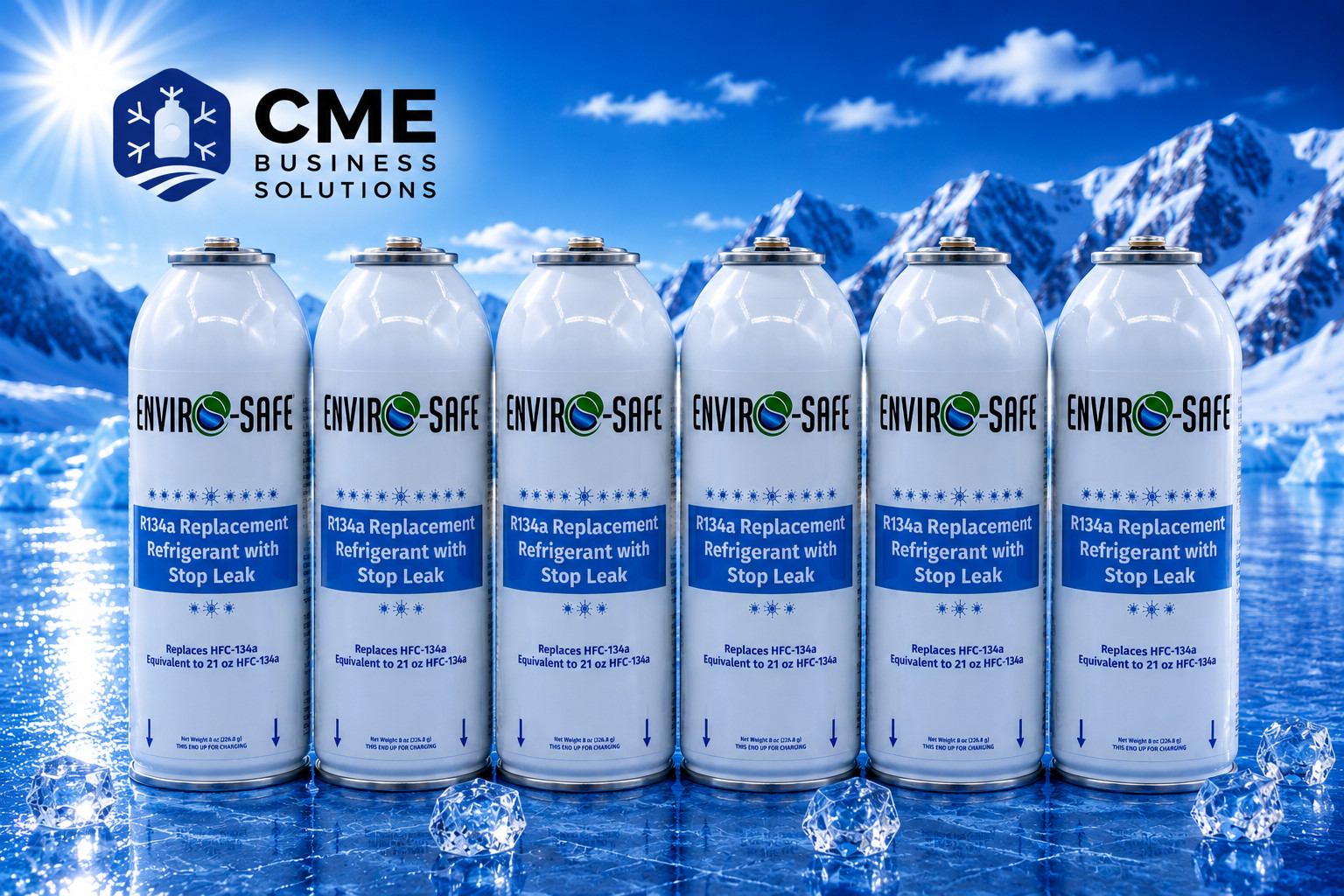 Enviro-Safe Auto R134a Replacement Refrigerant with Stop Leak, A/C, 8oz 6 cans
