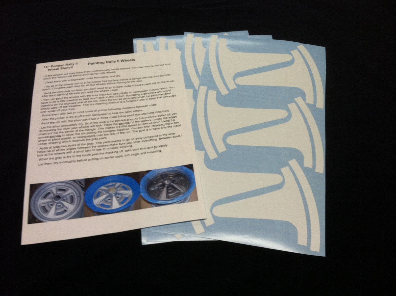 Pontiac Firebird Rally II Wheel Paint Mask Stencil Kit for 15” rim