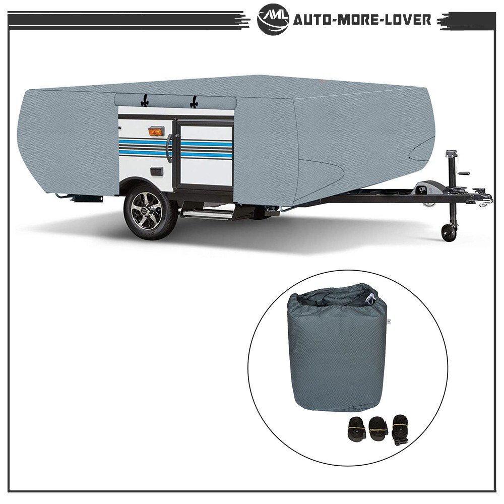 Waterproof Pop Up Folding Camper RV Cover Fit 8-18 FT Long Trailers