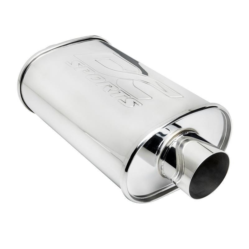 DC Sports Universal Weld On Oval Muffler 2.5″ Inlet 2.5″ Outlet Stainless Steel