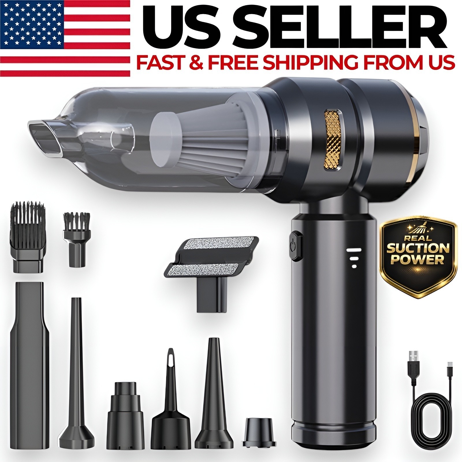 Cordless Handheld Vacuum Cleaner w/ Blower Strong Real Suction for Car and Home