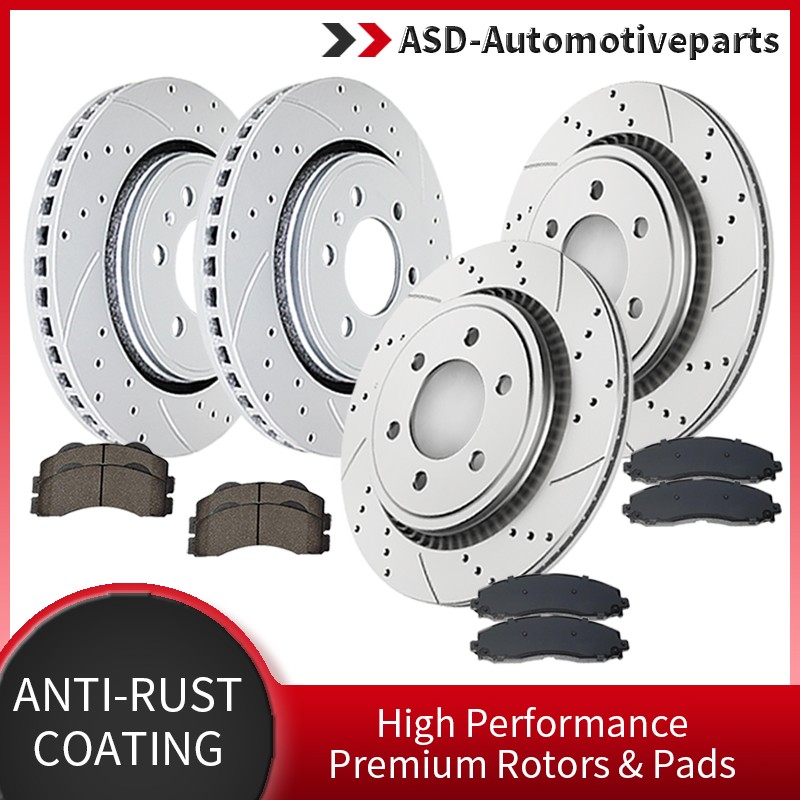 Electronic Parking Front Rear Slotted Rotors Brake Pads for 2015-2017 Ford F-150
