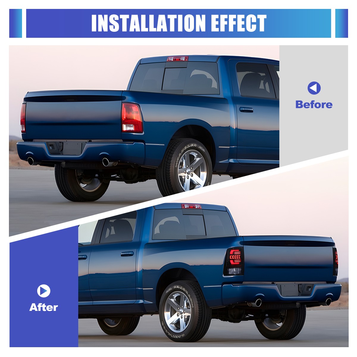 Smoke LED Tail Lights Sequential Signal For 2010-2018 Dodge Ram 1500/2500/3500