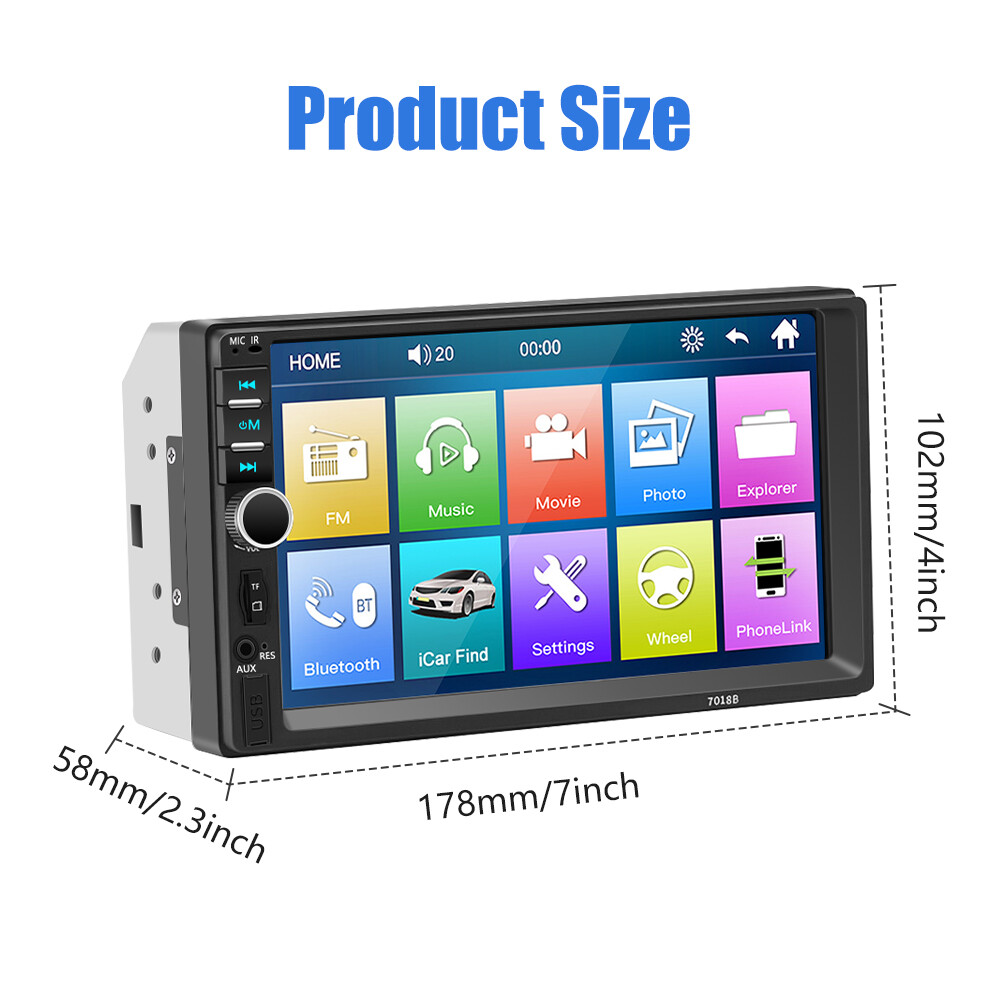 7″ For Apple Carplay Android Car Stereo Radio MP5 Player Double 2DIN Bluetooth