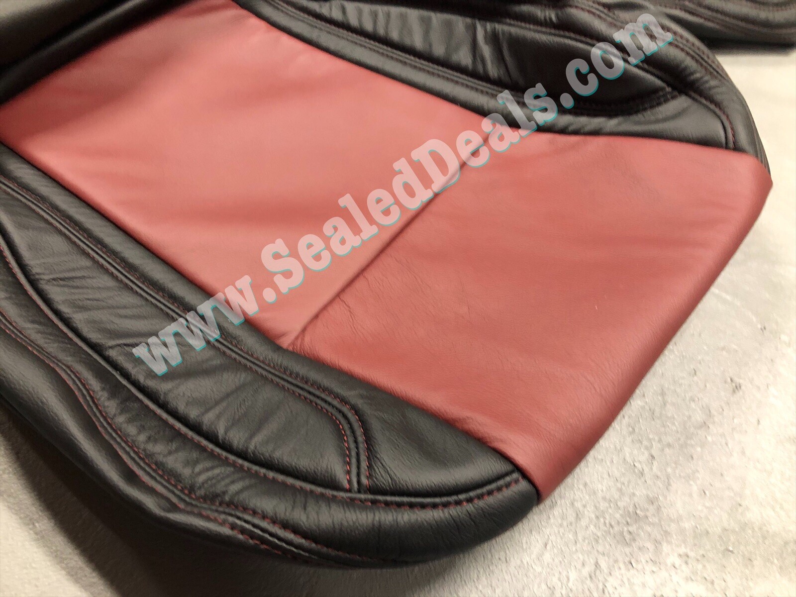 Black & Medium Red Leather Seat Covers Upgrade for 2015-2023 Dodge Challenger