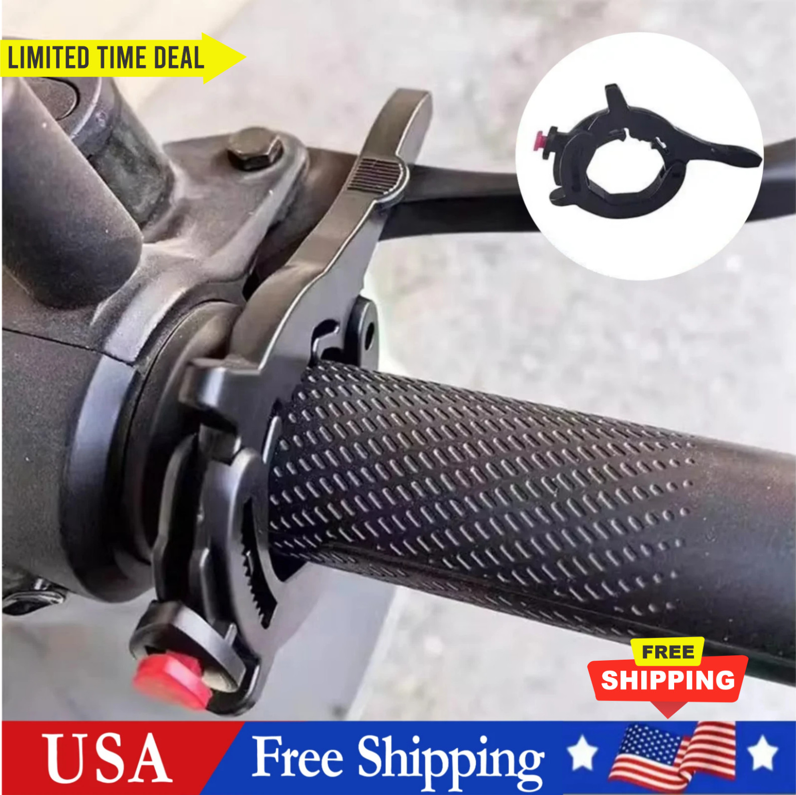 Universal Motorcycle Cruise Control Assist Throttle Lock Clamp Handlebar Black