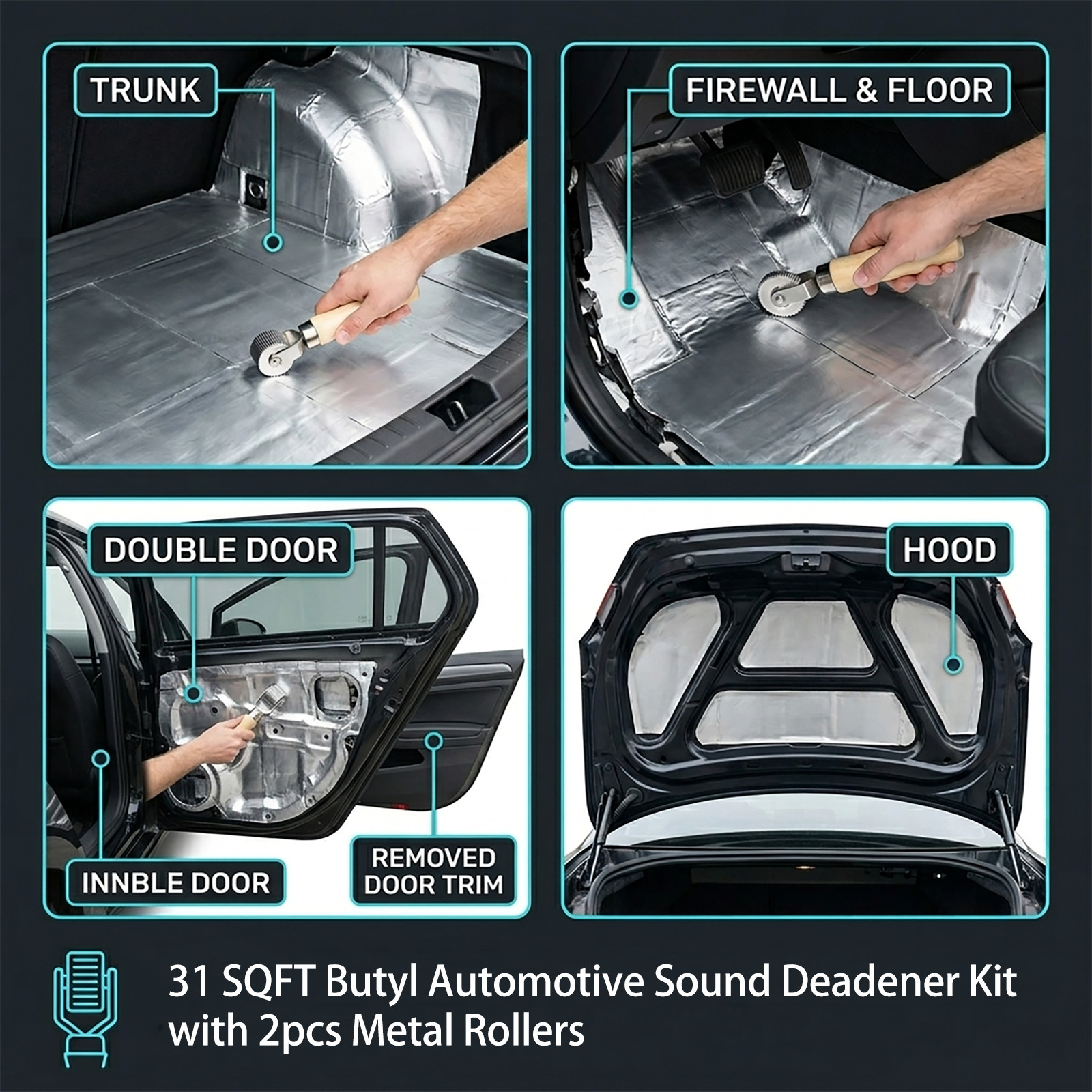 30sqft Car Sound Deadener Mat Proofing Butyl Insulation Material 80mil Thick