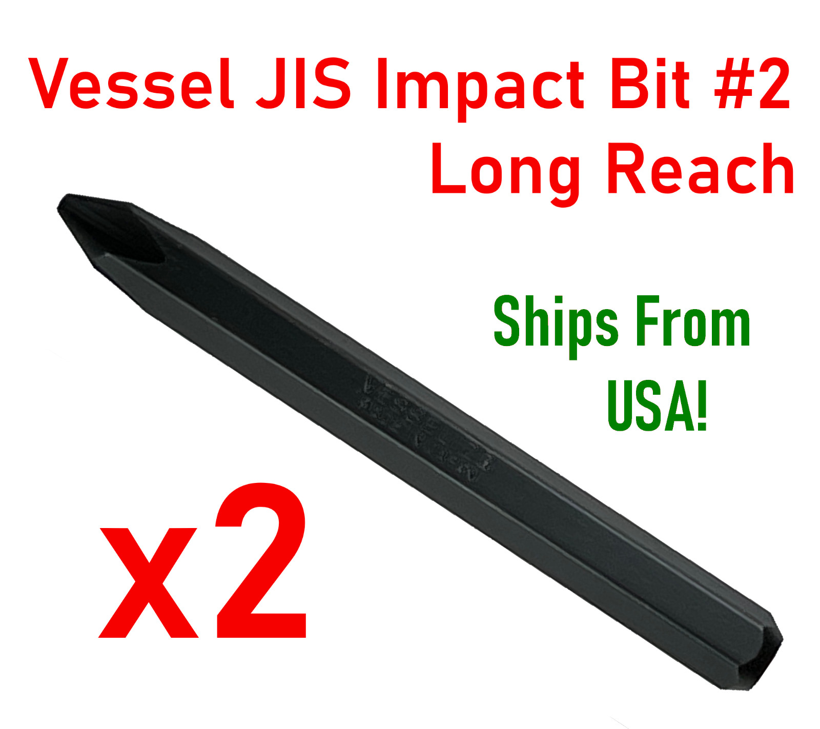 2 pcs Vessel JIS #2 Impact LONG 8mm 5/16 hex for Japanese motorcycle car screws