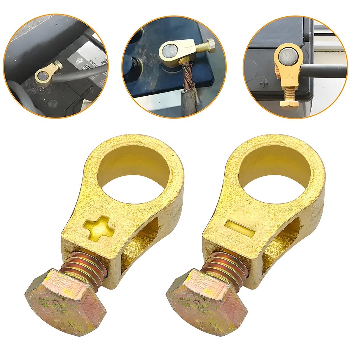 AUCELI Car Battery Terminal Connectors, Pure Copper 0.6*0.3*0.2in