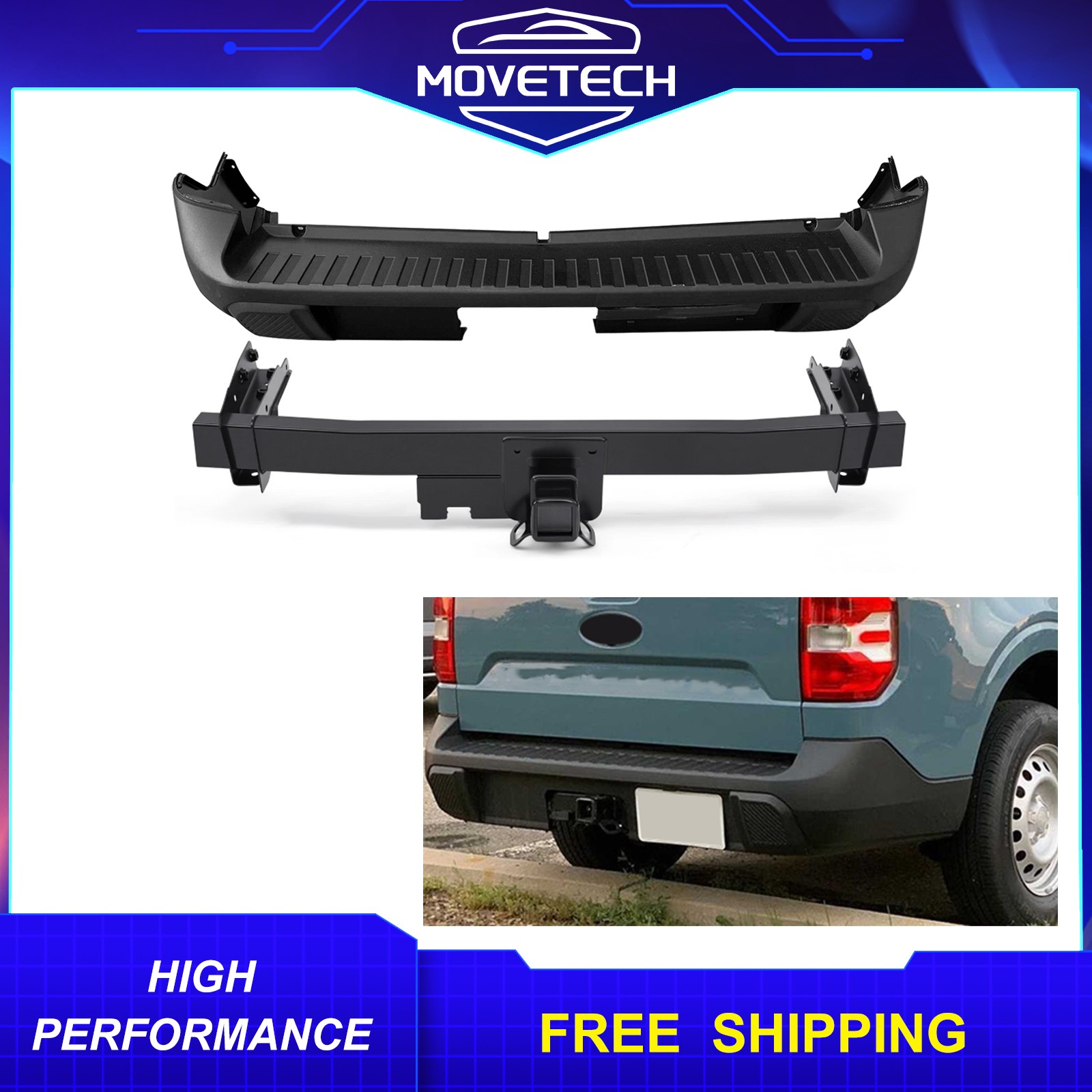 For 2022-2026 Ford Maverick Rear Bumper & Towing Kit with Steel Impact Bar