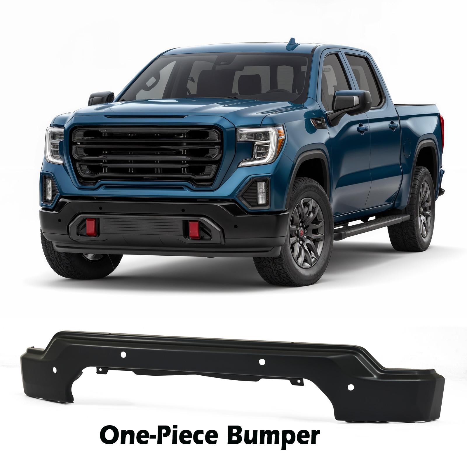 BLACK FRONT BUMPER FACE BAR FIT FOR 2019 2020 2021 GMC SIERRA 1500 W/ PARK