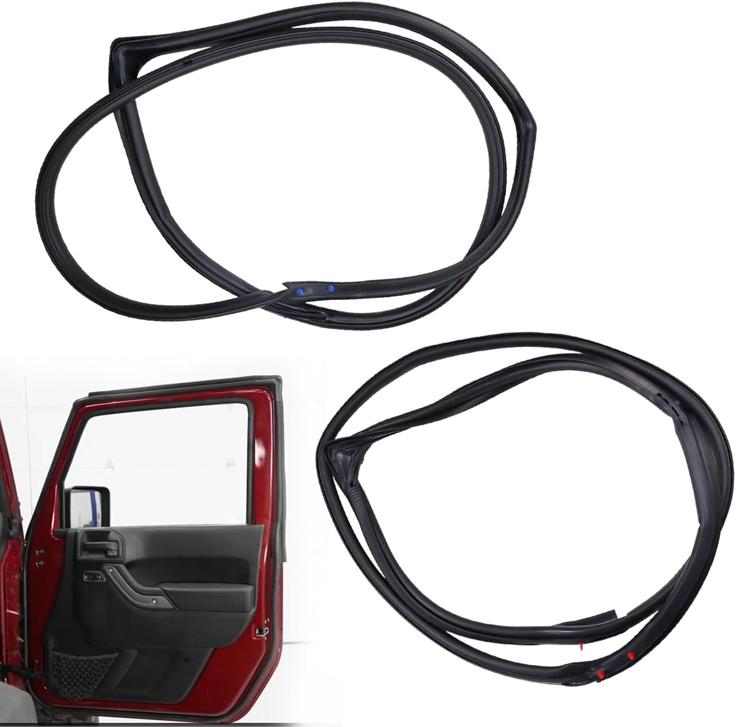 Front Full Door Weatherstrip Seal Left Right Side for 2007-2018 Jeep Wrangler JK
