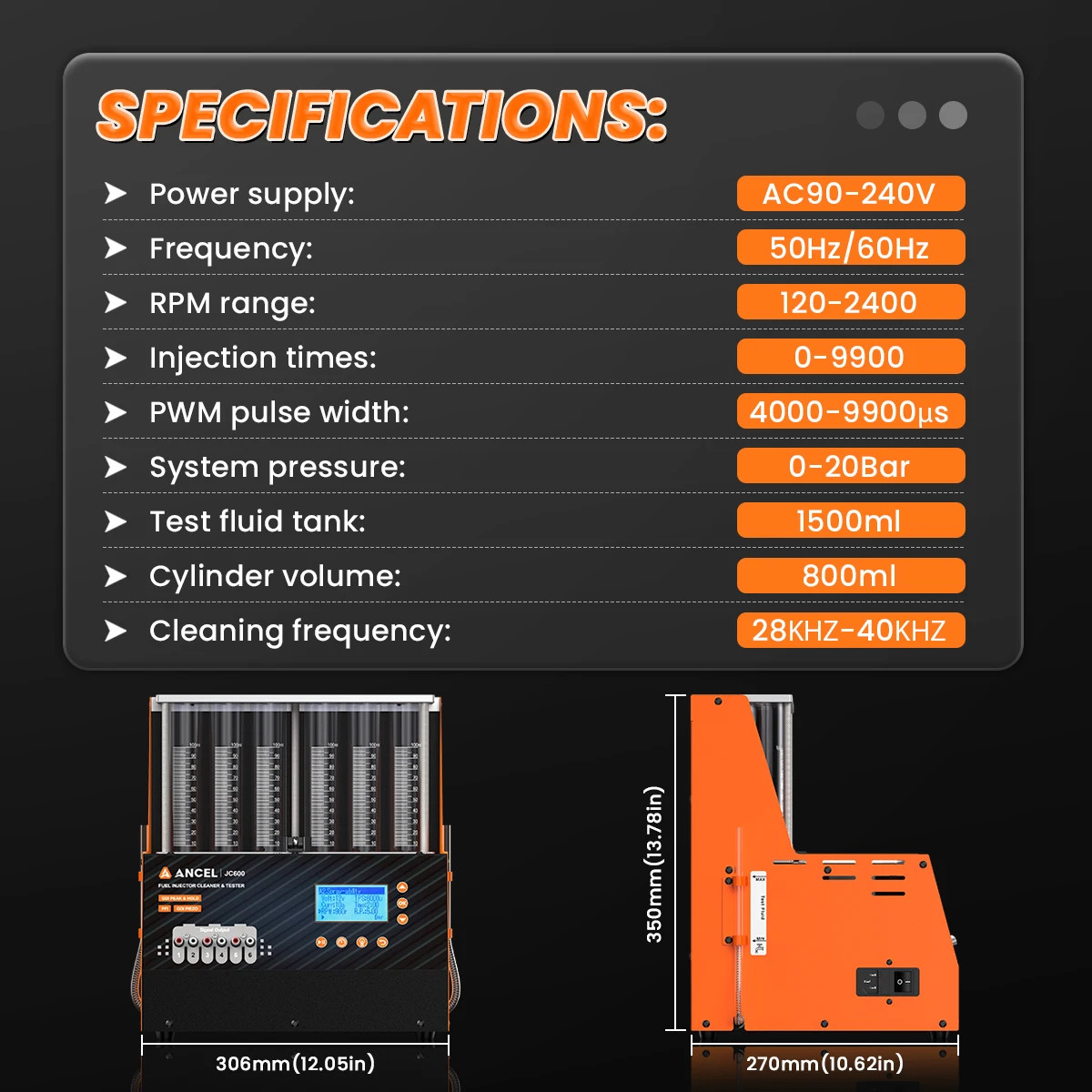 Ancel ANJ400 Fuel Injector Cleaner Tester Nozzle Ultrasonic Cleaning Machine