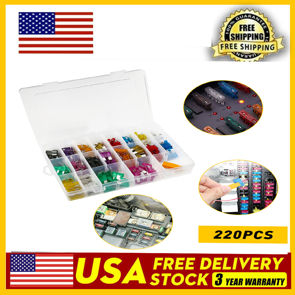 2/3Set Mini Car Fuse Assortment Assorted Kit Blade Auto 220pcs Truck Automotive
