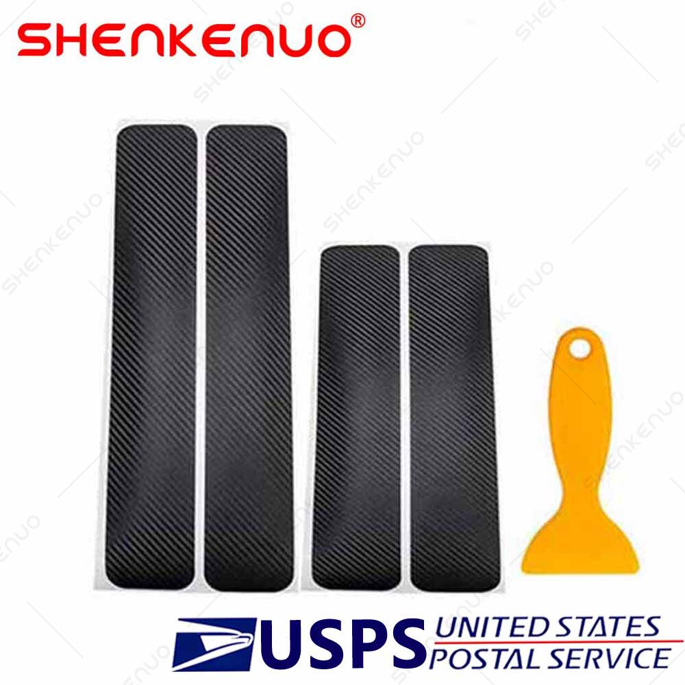 Fibra de carbon Car Door Plate Sill Scuff Cover Anti Scratch Sticker Accesorios
