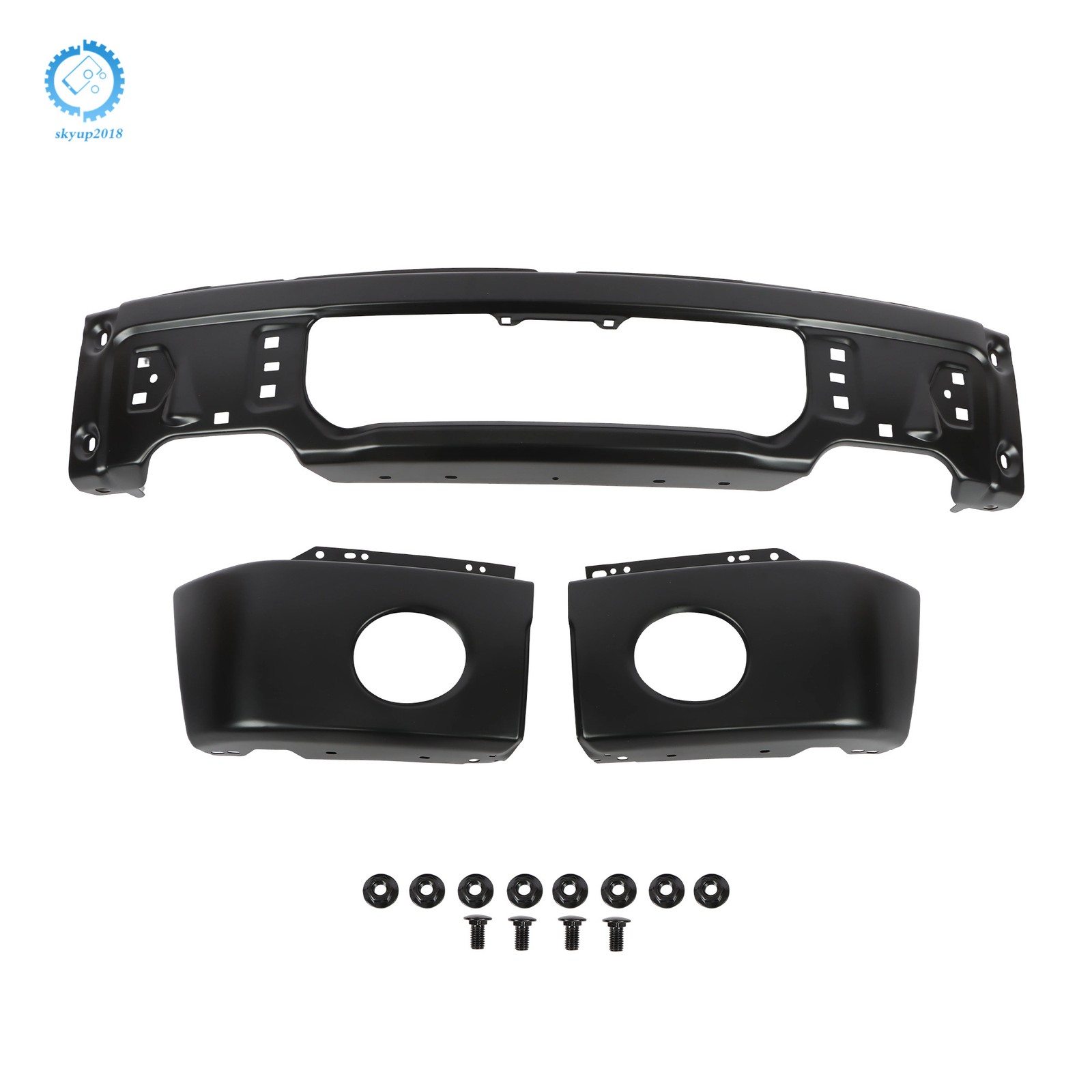 Split-Type For Ford F150 2009-2015 W/ Fog Light Hole Steel Front Bumper Black