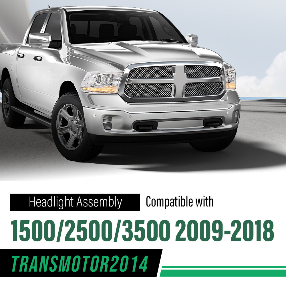 LED DRL Projector Headlights W/ Harness Fit For 09-18 Ram 1500 2500 3500 Chrome