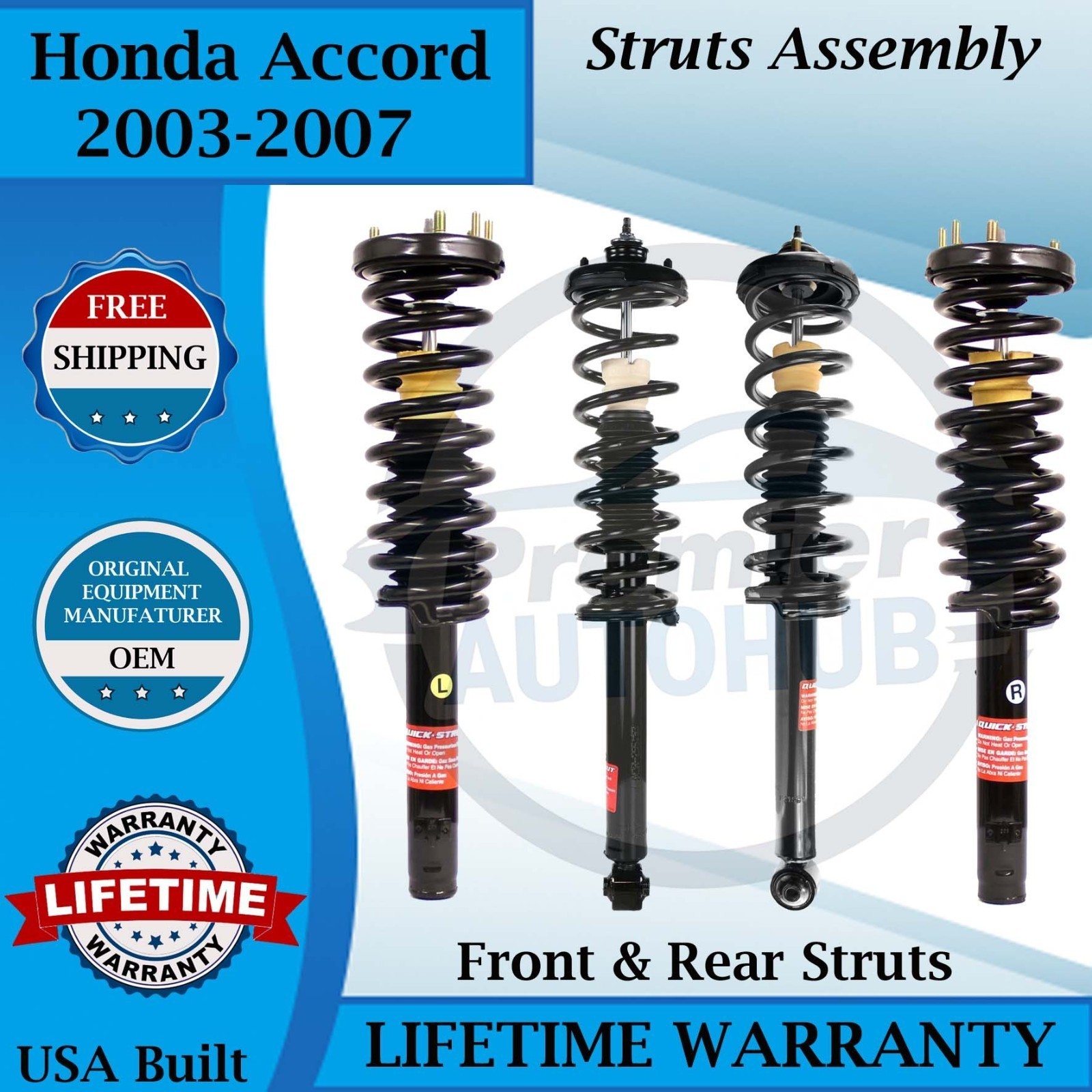 Monroe OEM Front & Rear Struts For 2003-2007 Honda Accord Lifetime Warranty