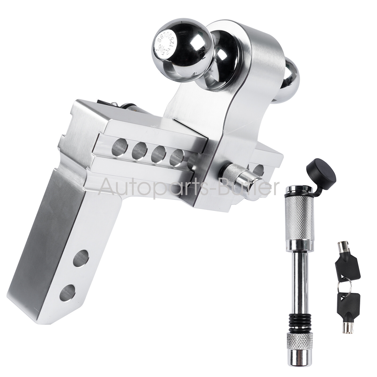 2″ Receiver 8″ Drop/Rise Adjustable Tow Hitch Dual Ball Mount Trailer 12500 lb